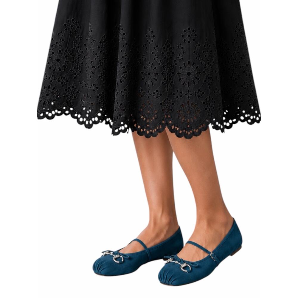 Gucci Kid Scamosciato Horsebit Mary Jane Flats Deep Acqua Size 38 - Picture 2 of 15